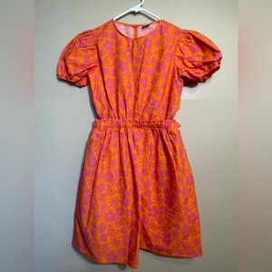 LC Waikiki Girls Vibrant Orange and Pink Kids Dress